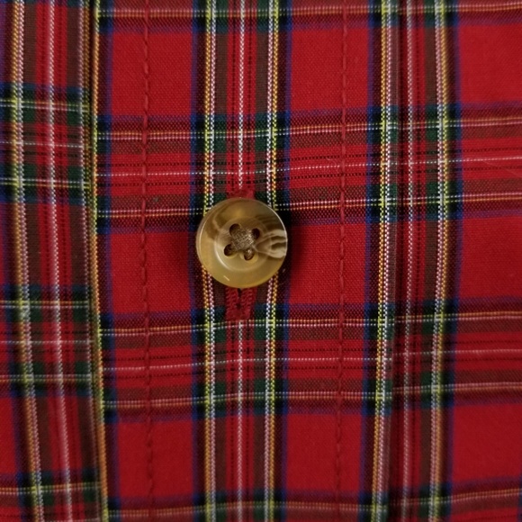 LL Bean Mens Red Plaid Button Down Sz Large Tall - Picture 3 of 8